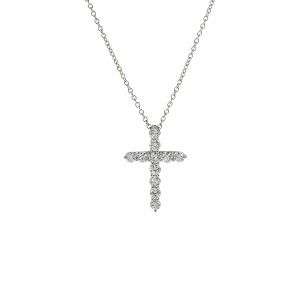 TIFFANY Cross Diamond Platinum Necklace